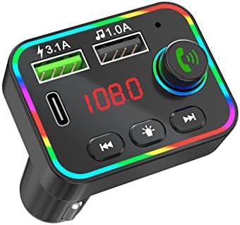 Crown Tech Bluetooth 5.0 FM Transmitter for Car, 38W PD&QC3.0 Fast Car Charger Wireless Bluetooth FM Radio Adapter Bass Sound Music Player FM Car Kit with Hands-Free Calling Support USB Drive