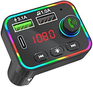 Crown Tech Bluetooth 5.0 FM Transmitter for Car, 38W PD&QC3.0 Fast Car Charger Wireless Bluetooth FM Radio Adapter Bass Sound Music Player FM Car Kit with Hands-Free Calling Support USB Drive