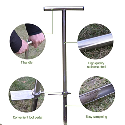 HiHydro 36" Soil Probe, Stainless Steel Soil Sampler Probe with Foot Pedal