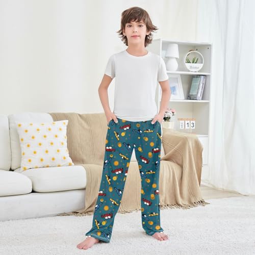 ZZXXB Retro Car Pattern Boys Long Pants Soft Trousers Elastic Waist Kids Lounge Bottoms with Pockets S-XL 5