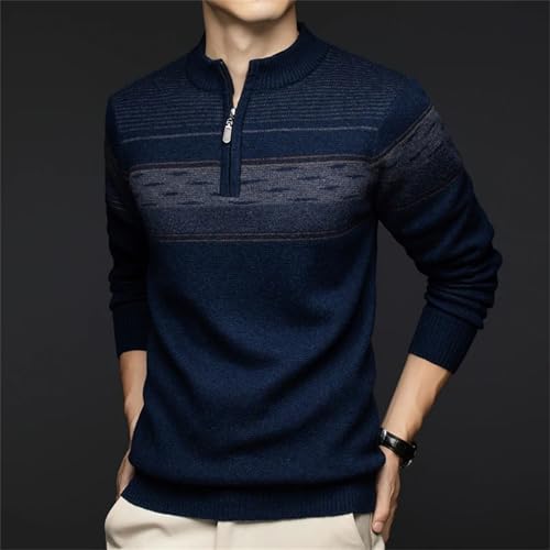 Men's Winter Thickened Knitwear 100 Percent Wool Casual Zip Collar Fashionable Base Layer Knitwear4