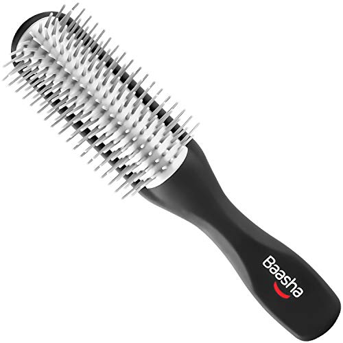 Baasha Curly Hair Brush For Women, Styling Curly Hair brush For 2c to 3c Curly Hair, Hair Brush For Curly Hair, 9 Row Styling Brush For Thick Hair, Classic Styling Brush - Black Color
