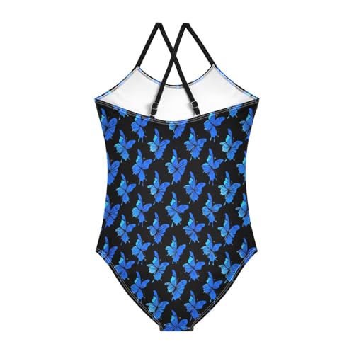Print Butterfly Girls One-Piece Swimsuit Beach Bathing Suit2