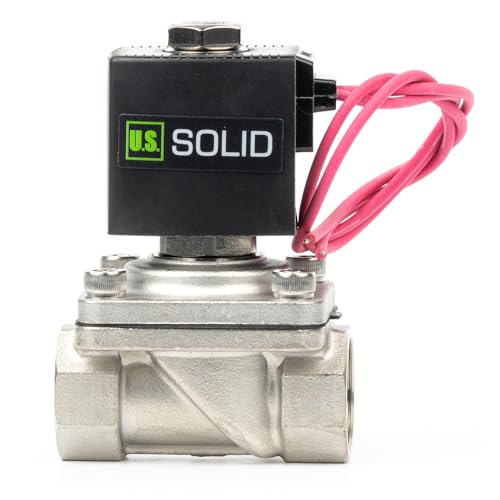 U.S. Solid 3/4" Stainless Steel Solenoid Valve - 12V DC Normally Closed Electric Solenoid Valve with Viton Seal, Lead Wire Type