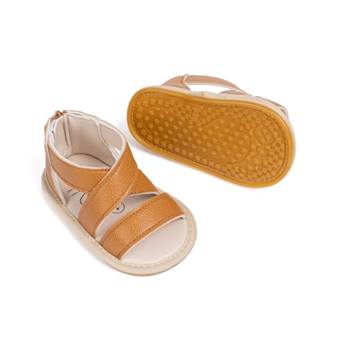 Image of Meckior Baby Toddler Infant Girls PU Leather Soft Open Toe Summer Sandals Flower Princess Flat Shoes