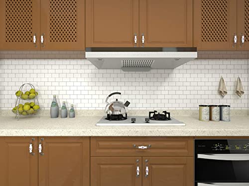LONGKING 10-Sheet Peel and Stick Backsplash Tile for Kitchen Backsplash, 12x12 inches Off White Subway Tile with Grey Grout