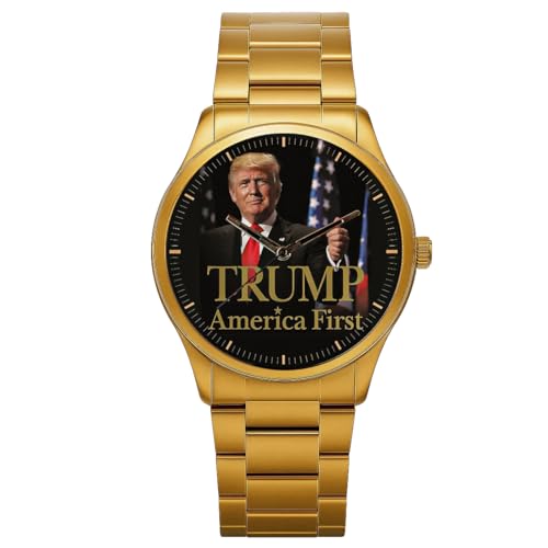 Official America First! Donald Trump Presidency Men's Gold Edition Watch.
