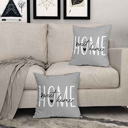 Home Sweet Home Pillow Cover 18X18 Set Of 2 Black White Gray Outdoor Throw Pillows Farmhouse Decorative Pillowcase Linen Square Cushion Covers Decor For Home Couch Sofa Bed Patio Housewarming Gift #TOP2