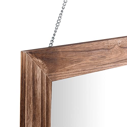 Edgewood 16X20 Inches Decorative Rustic Wall Mirror With Shelf Solid Wood Frame, Brown (1Pc) #TOP7