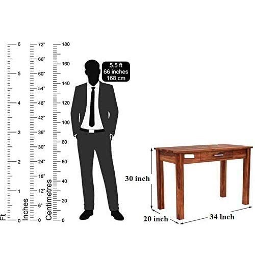 Image of Solid Wood Folding Study Table Laptop Computer Pc Writing Foldable Desk for Home & Office Space Saving Sleek Design (Honey Oak Finish, Standard)