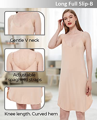 Image of GYS Women's Bamboo Viscose Full Slips for Under Dresses Cami Slip Dress