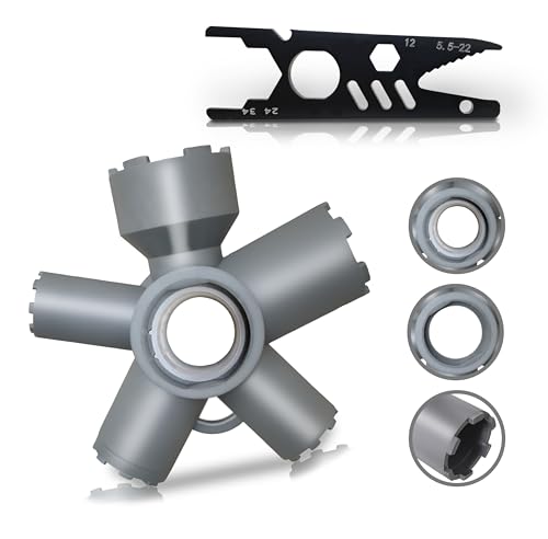 HimaPro 10-in-1 Faucet Aerator Removal Tool Kit – Fits M16.5, M18.5, M21.5, M22, M24, M28 – Includes 5-in-1 Wrench for 5.5–22mm Nuts, 24/34mm Nuts, 22mm Aerators, Screws & Bottle Caps