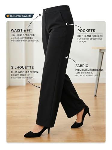 Image of Women's Formal Trousers | Stretch & Regular Fabric Options | Straight Fit Office Wear Pants with Pockets | Casual Trouser for Womens