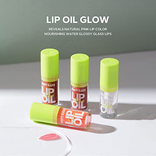 Niceface 4 Colors Moisturizing Hydrating Lip Oil Glow Set, Shiny Transparent Lip Gloss Plumping, Long-Lasting No-Sticky Tinted Lip Oil For Lip Care #TOP7