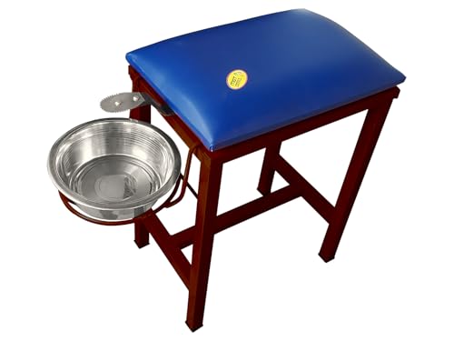Image of Coconut Scraper Cum Stool 2 in 1 Foldable Blade and Plate Holder Chirava (Cushion Stool Iron, Brown)