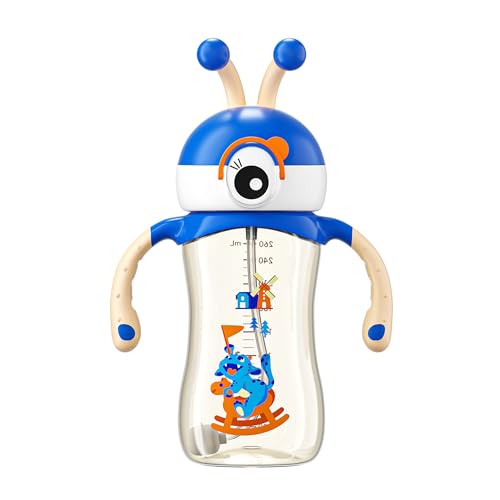 YOHKOH Garrafa de água infantil para escola, copo infantil reutilizável de 250 ml com canudo, garraf