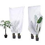 HOECMRHP Pflanzenschutz Winter, Winterschutz für Kübelpflanzen 120 X 180 cm XXL mit Zugband und Reißverschluss, Frostschutz Pflanzen Groß, Reißfest, UV Bestandig, Atmungsaktiv, Weiß, 60 g/m²