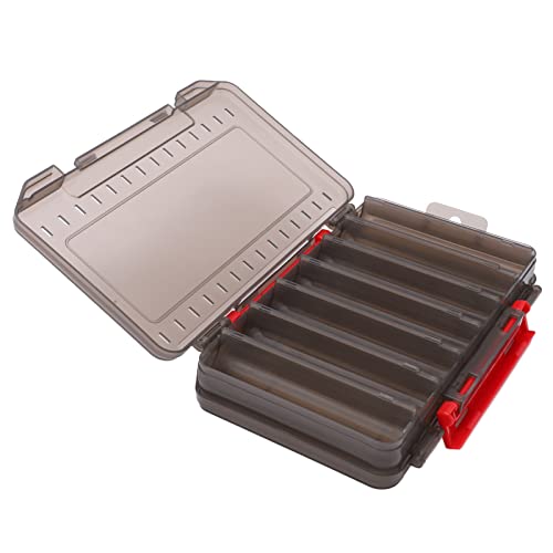Fishing Lure Storage Box, Double Sided Lure Box Breathable Double Sided Fishing Box Anti Lost with Handle Fishing Lure Box(Gray) Jerkbait Storage Box Tray