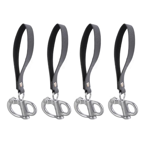 Pack Of 4 Steel Fast Release Shackles With Leather Handle Weatherproof For Outdoor Activity & Marine Activity