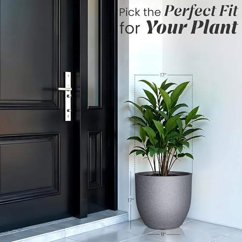 Image of YUCCABE ITALIA FOXB PCUP 15 Inch Pots for Plants Highly Durable Polymers Lightweight Indoor Outdoor Flower Pot Gamla Tree Planter Container for Living Room, Balcony, Garden, Office, Gray