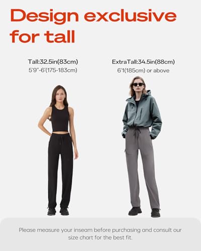 Zylioo Extra Long Hiking Pants for Women Summer,Tall Ladies Walking Cargo Trousers with Zipper Pockets Lightweight Black - Image 3