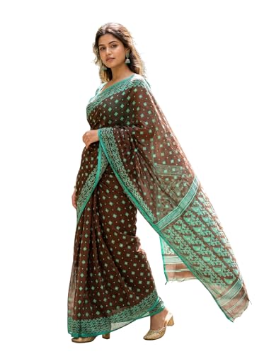 Image of WoodenTant Women's Cotton Silk Saree Without Blouse Piece