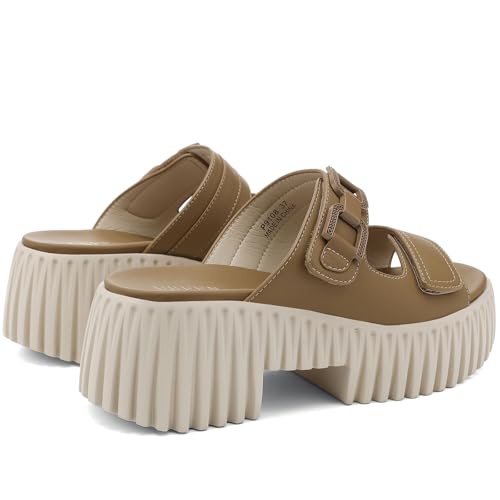 Image of UBFEN Womens Chunky Wedge Platform Sandals Adjustable Double-Strap Square | Toed Open-Toe Style Suitable for Outdoor Casual Wear