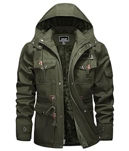 TACVASEN Herren Winterarbeitsjacke Winter Mantel Warm Fleecejacke Gefüttert Military US Jacket (XL, Armeegrün)