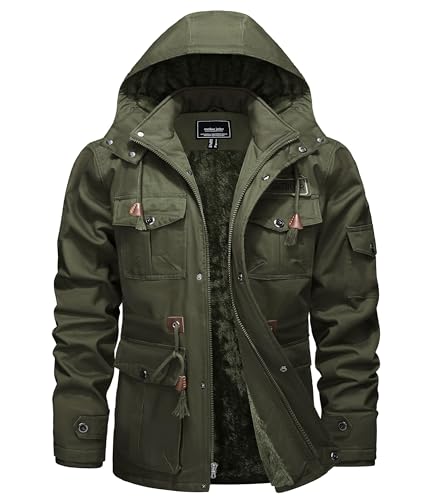 TACVASEN Herren Winterarbeitsjacke Winter Mantel Warm Fleecejacke...