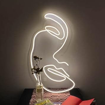 VYNES Aesthetic Face LED Neon Signs Light (17 x 12 inches) LED Art Decorative Sign - Wall Decor/Table Decor, Home Decor for Wedding Party Kids Room Living Room House Bar Pub Hotel Beach