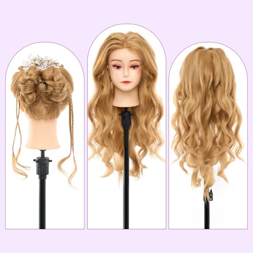 mannequin head with 80 real human hair - 28 inch makeup cosmetology hairdressing training head practice doll head manikin styling head braiding mannequin head