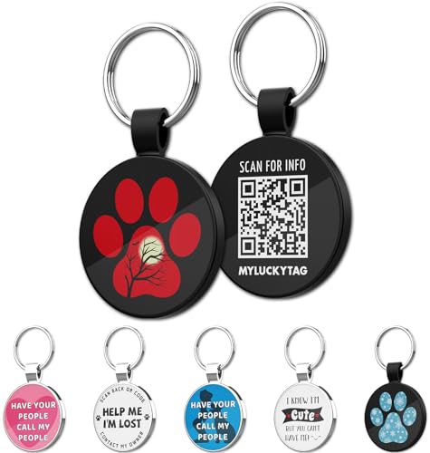 MYLUCKYTAG QR Code Pet ID | Personalized Dog & Cat Collar Tag | Online Profile with Instant Scanned Location Alert Email