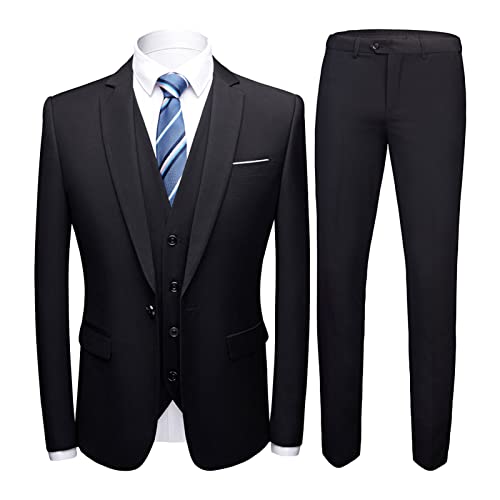 Costume Slim Fit 3 pièces Hommes Mariage Fête Ensemble Veste Gilet Pantalon