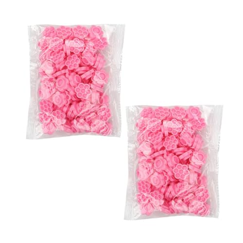 SOLUSTRE Kit para Pestañas 200 Piezas Copa de Pegamento Plástico Rosa para Injerto, Extensiones y Lifting de Pestañas en Salones de Belleza