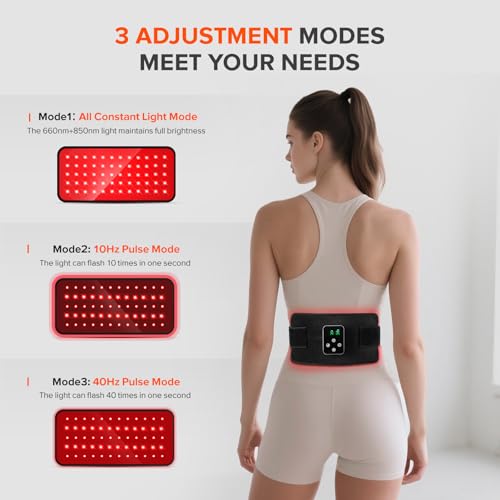 Image of Cordless Red Light Therapy Belt, 3000mAh Battery Rechargeable Magnetic LED Screen Controller, Portable & Cordless, 12.4 inch * 5.7 inch Cordless Infrared Red Light Therapy for Body Back Knee Leg