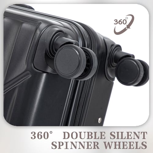 Durable 3-Piece ABS Luggage Set - 20"/24"/28" Carry-On Suitcases with Combination Lock - Stylish Black Travel Bags4