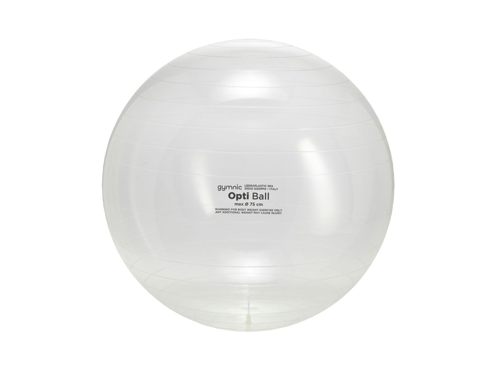 Gymnic OPTI Ball, balón Inflable Transparente para Gimnasia, Fisioterapia y rehabilitación, Ideal para Ejercicios posturales, Pilates y Actividades motoras con Control Visual