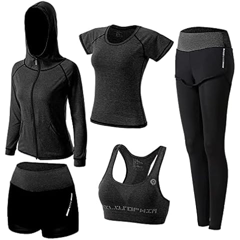 ZETIY Women's 5-Piece Yoga Suit Set Cover
