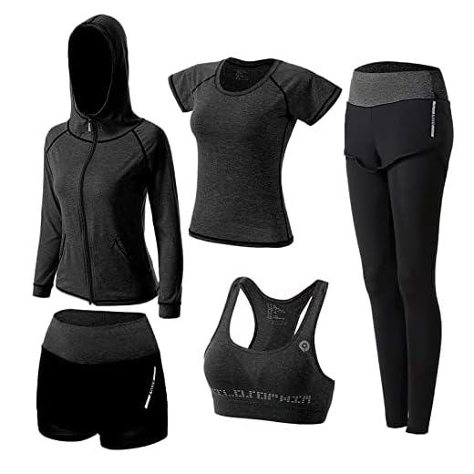 ZETIY Conjuntos de Chándal Mujer 5 Piezas Traje de Yoga Completo Conjuntos Deportivos para Fitness Running Jogging, Ejercicio en el Gimnasio