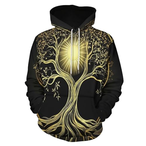 Sweat à capuche homme imprimé racines arbres pull unisexe sport sweat-shirt fantastique décontracté