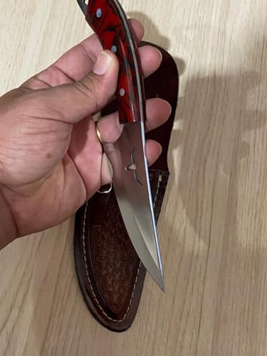 Faca Campeira com Quebra-Crânio 22cm Robustez Estilo Rústico (Vermelho) - Genérico