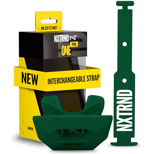 Nxtrnd One Pro Football Mouth Guard, Interchangeable Strap, Fits Adult & Youth (Dark Green)