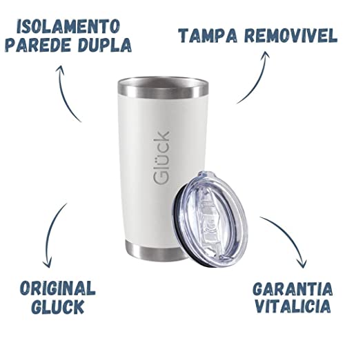 Copo Térmico Para Cerveja Com Tampa Lucky 591ml Original - Gluck (Off White)