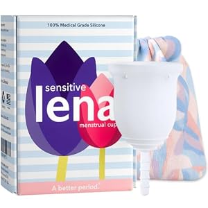 Lena Sensitive Menstrual Cup, Reusable Period Cup, Tampons,Period Underwear and Menstrual Pads Alternative, Feminine Care, Silicone Menstrual Cups, Made in USA, Regular & Heavy Flow, Small, Clear
