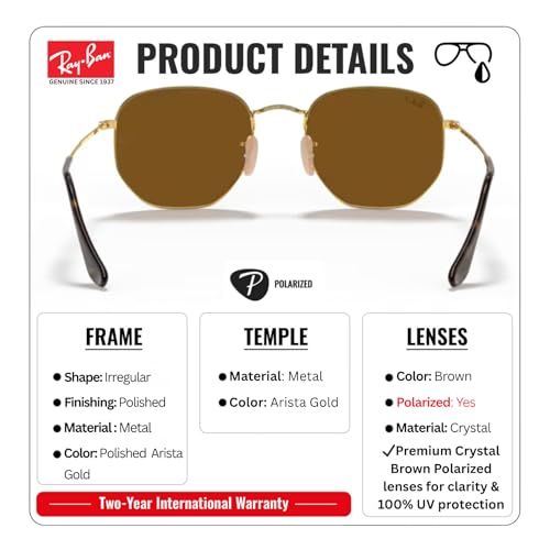 Image of Ray-Ban RB3548N HEXAGONAL FLAT LENSES Square-Round Shape Sunglasses for Men & Women with Official Eyewear Kit