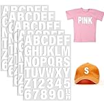 5 Sheets 215 Pieces Iron on Letters and Numbers for Clothing, 2 Inch Iron on Vinyl Letters, Heat Transfer Letters with A-Z PU Alphabets Letters 0-9 Iron on Numbers Alphabet Sticker for Fabric, Clothin