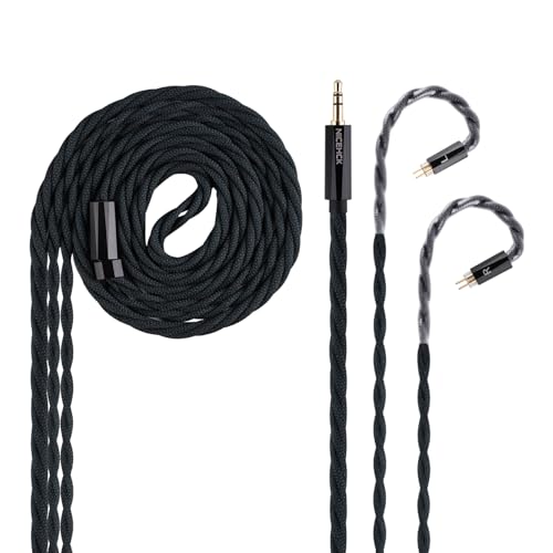 NICEHCK MeetEva IEM Cable, Silver Plated Copper Alloy Earbuds Upgrade Cords, Silver Plated OFC in Ear Monitor Cables for Audiophile Musician Replacement Cord (3.5mm with 0.78 2Pin)