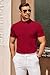 COOFANDY Mens Mock Turtleneck Sweater Short Sleeve Slim Fit Turtle Neck Sweaters Casual Basic Tee Ribbed Knit Pullover Tops Dark Red Medium