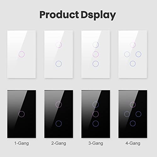 Interruptor Inteligente compatível com Alexa e Google Home Touch Avatto WiFi Digital Automação Smart