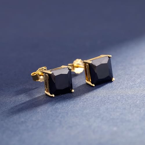 TOPGRILLZ Square Stud Earrings 925 Sterling Silver 5A+ Cubic Zirconia 14K Gold Black Diamonds Stud Earrings For Men Women Aretes De Hombre4